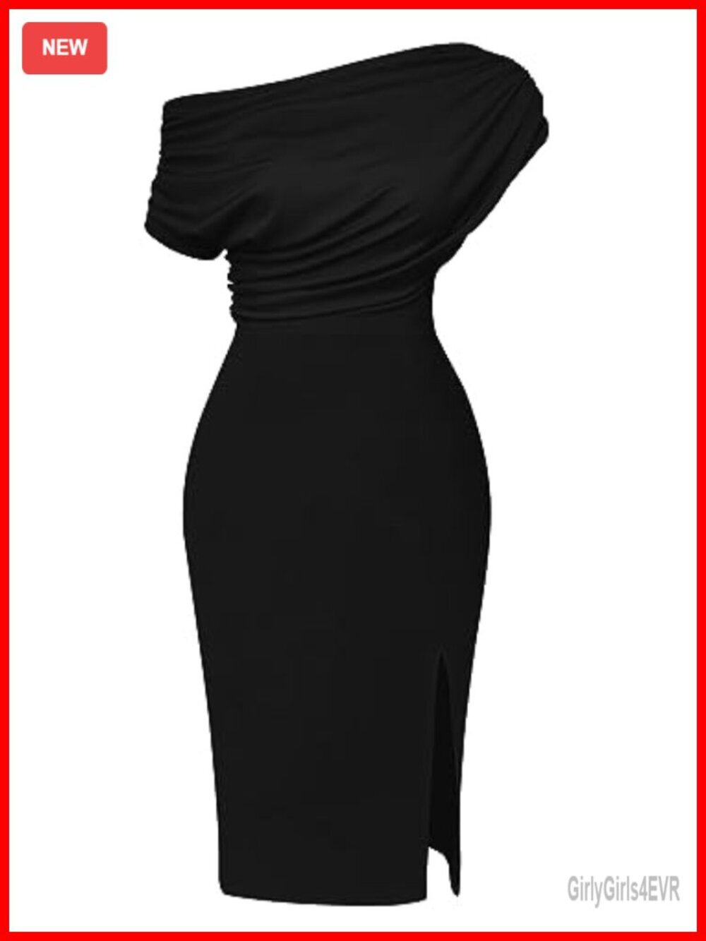 Off Shoulder Split Hem Bodycon Ruched Midi Club Party Dress